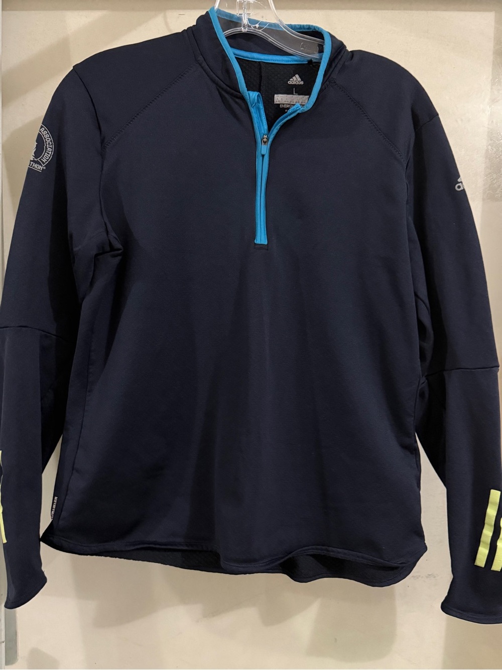 adidas Navy Lightweight Quarter-Zip Jacket with Light Blue Trim
